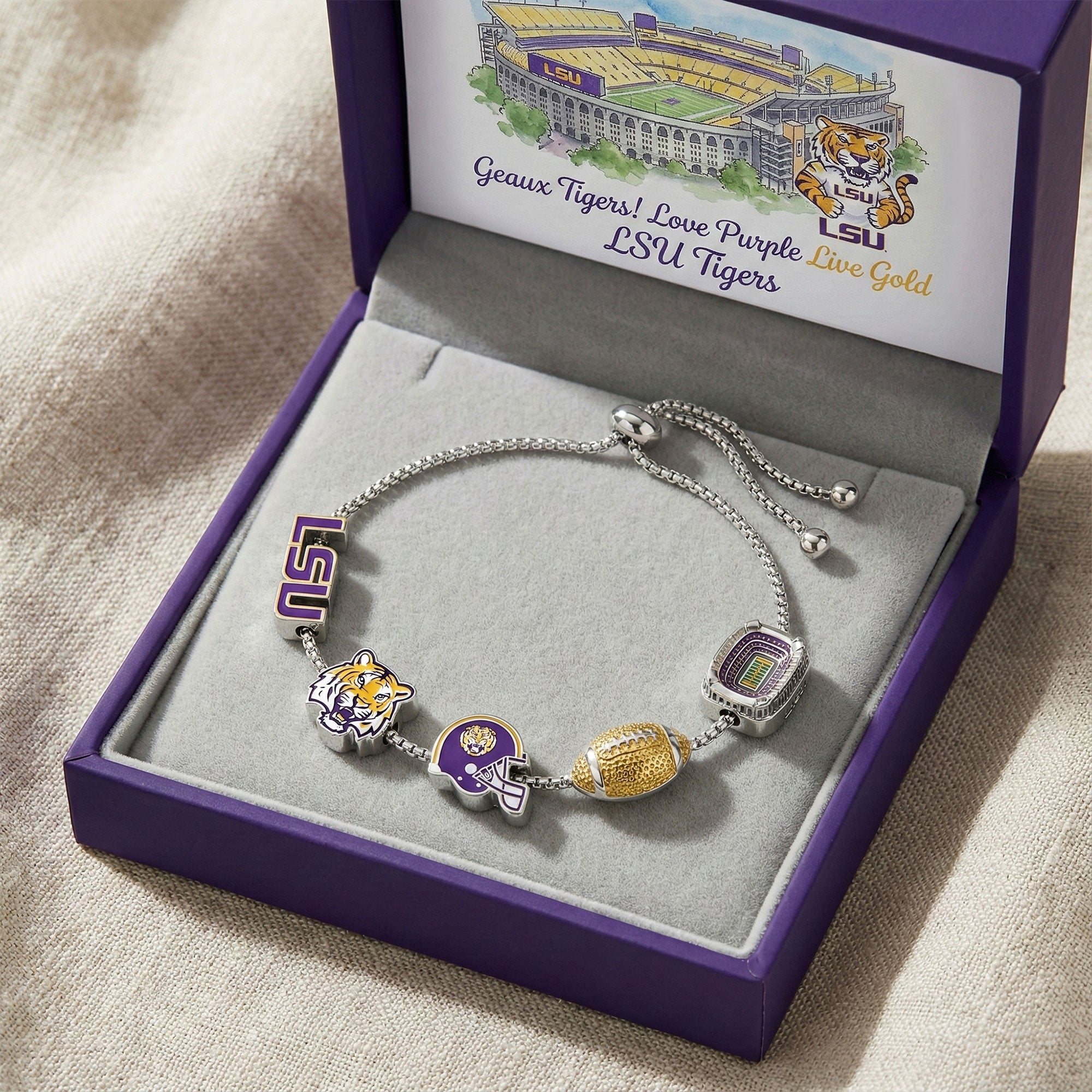LSU Adjustable Charm Bracelet HTTT